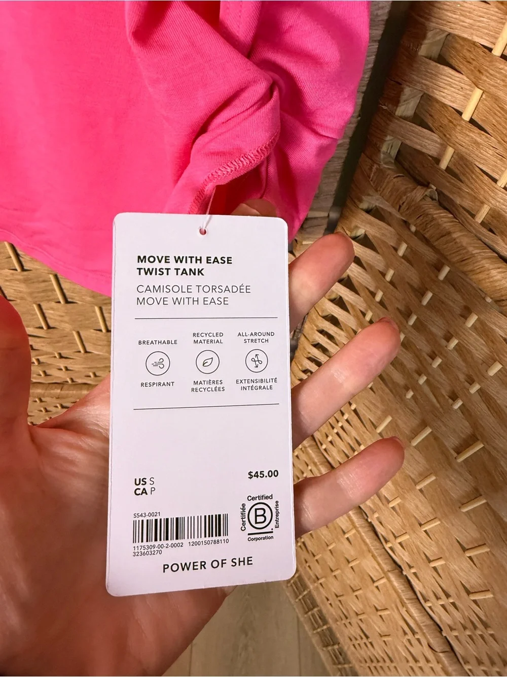 NWT Athleta Move With Ease Twist Tank Cerise Size Small